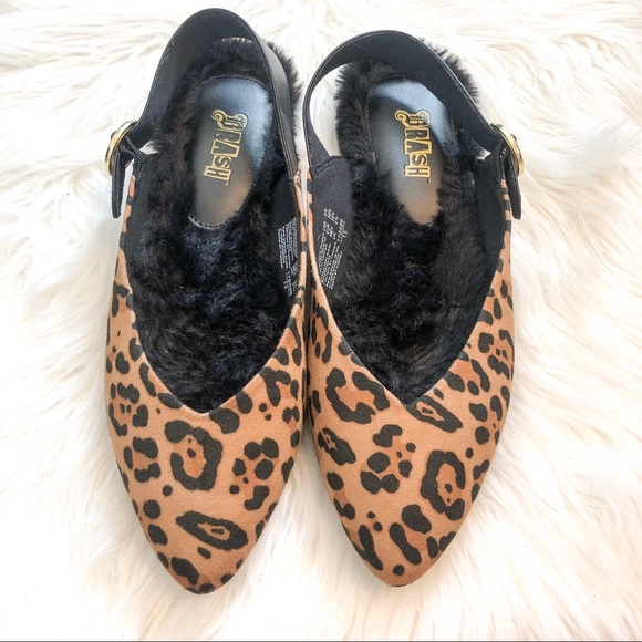 Brash Shoes - Leopard faux fur flats